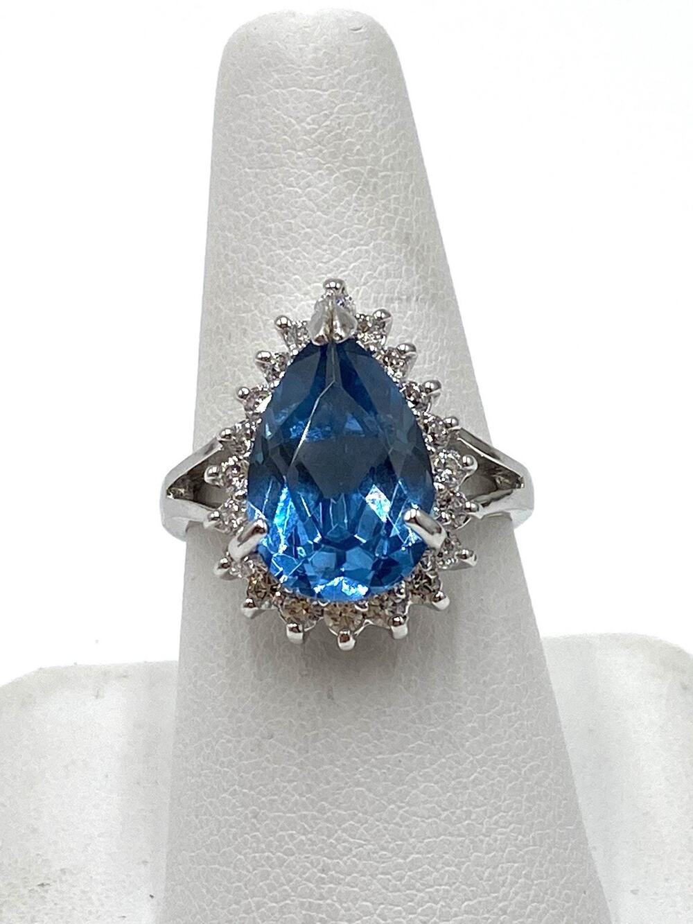 Camrose & Kross JBK Kennedy Blue Pear Shaped Teardrop Blue Topaz Ring Size 8.75